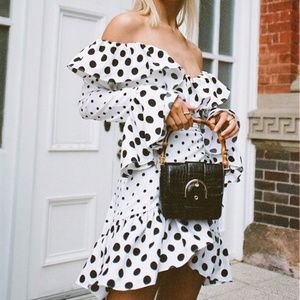 Sabo Skirt Polka Dot Off the Shoulder Dress